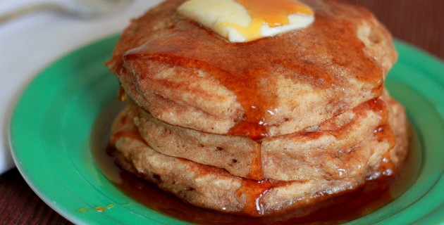 Applesauce Pancakes with Apple Cider Syrup