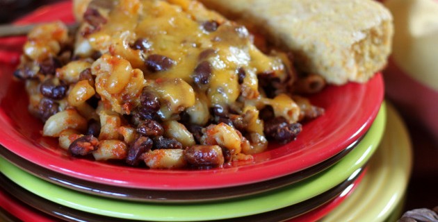 Slow Cooker Vegetarian Cheesy Chili Mac with Optional Ground Beef
