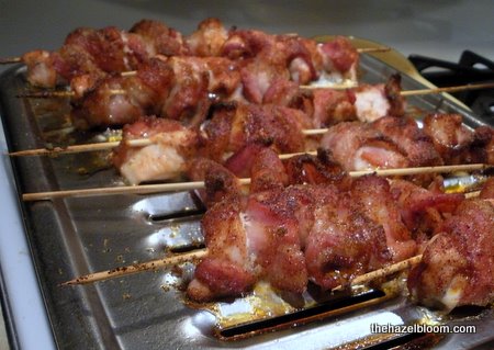 bacon-wrapped chicken skewers