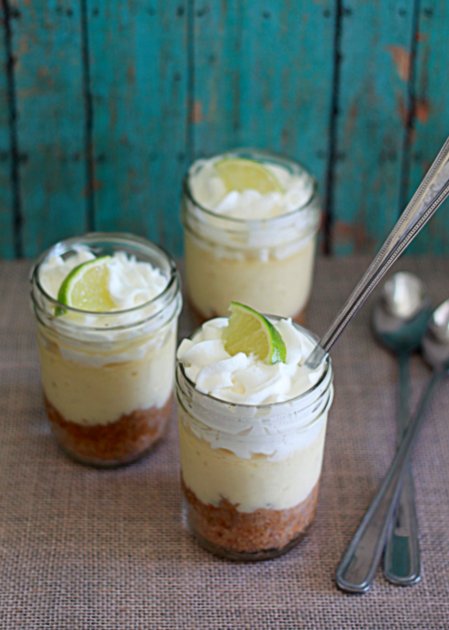 Key Lime Pie in a Jar recipe - As if creamy, cool key lime pie wasn't delicious enough in itself, there's just something about individual servings in jars that send it over the top. Perfect for potlucks and picnics.