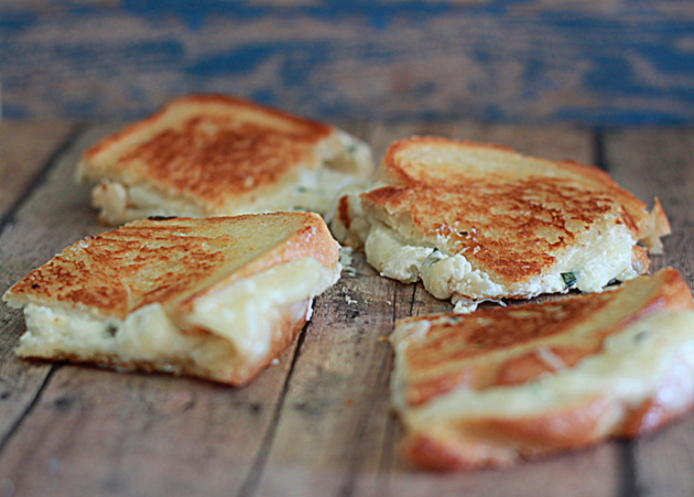 White Pizza Grilled Cheese recipe - All the flavors of classic white pizza in the form of grilled cheese goodness.