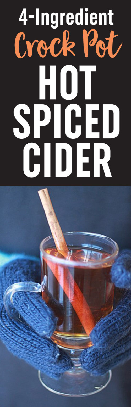 Slow Cooker Hot Spiced Apple Cider - With just four ingredients (okay, five if you decide to spike it with your favorite rum) this Crock Pot mulled cider recipe couldn't be any easier to make.