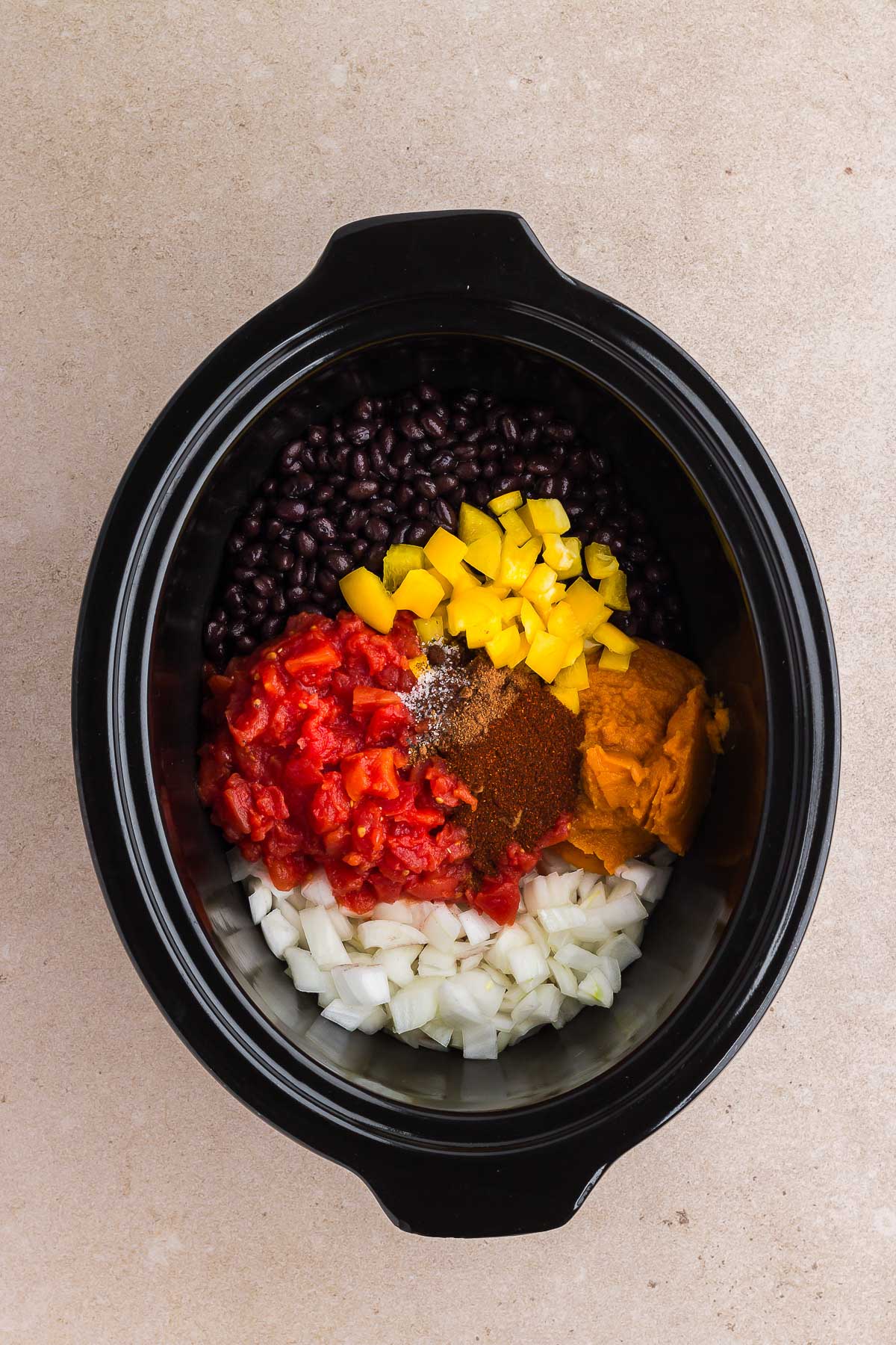 ingredients for pumpkin chili in the crock pot