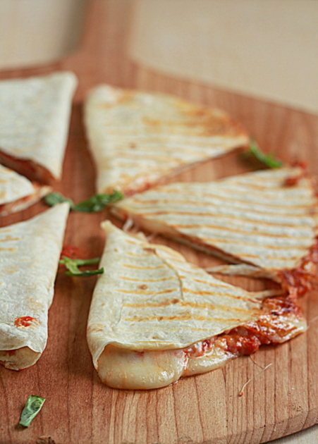 Four-cheese pizza quesadillas with optional pepperoni | Kitchen Treaty