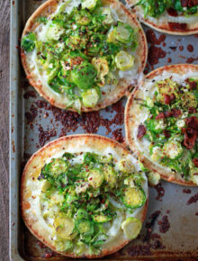 Easy Brussels Sprouts Pita Pizzas (with Optional Bacon)
