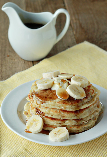 Fluffy Banana Pancakes recipe - Uber-fluffy yet moist thanks to mashed banana mixed into the batter, these pancakes make for the perfect weekend morning breakfast.
