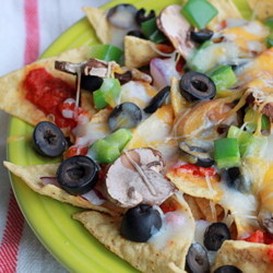 Combination pizza nachos with optional pepperoni and sausage | Kitchen Treaty