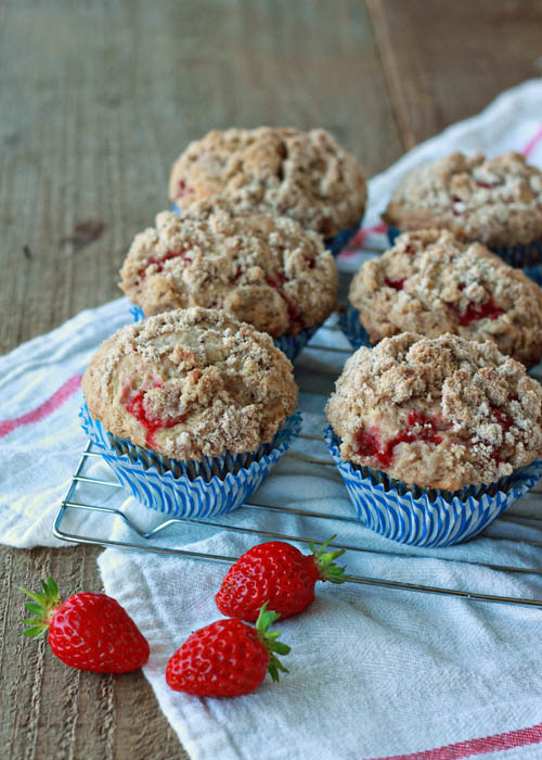 Strawberry Streusel Muffins recipe - Crunchy-sweet cinnamon streusel tops these oversized strawberry-packed muffins.