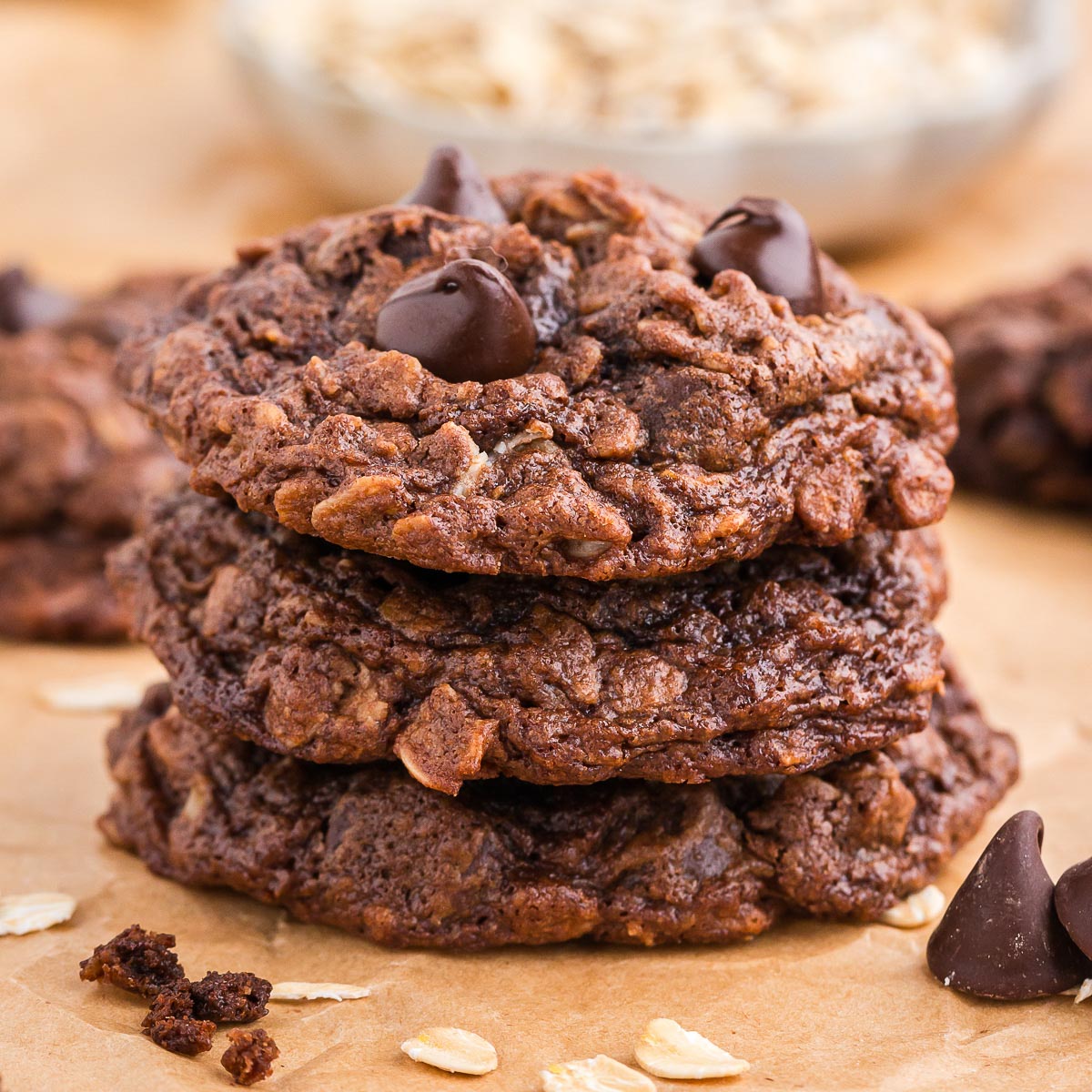 Chewy Double Chocolate Oatmeal Cookies Recipe - Kitchen Treaty