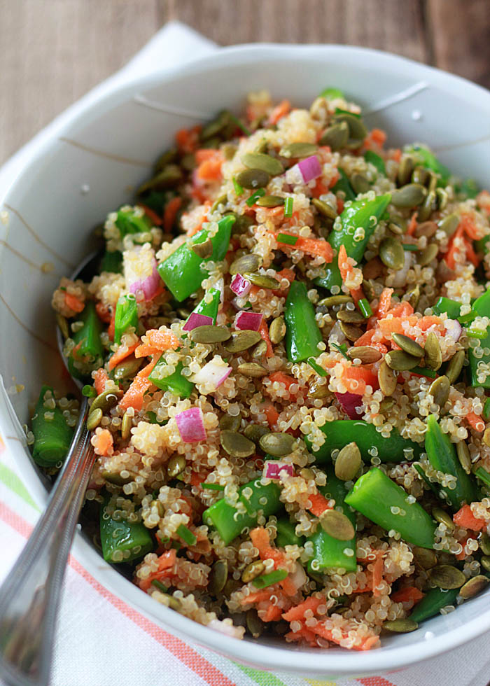 Quinoa Confetti Salad with Sugar Snap Peas & Toasted Pepitas