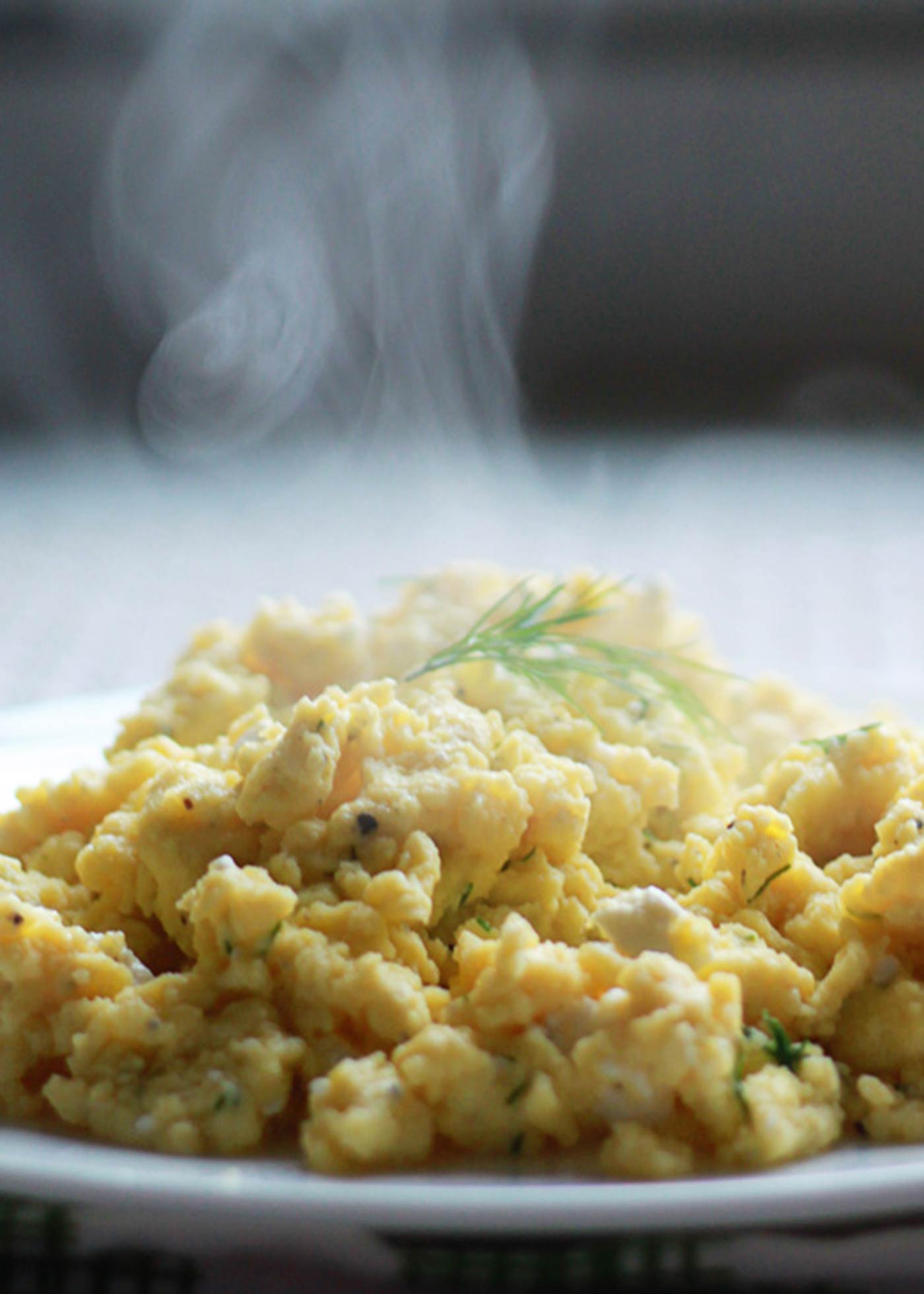 Scrambled Eggs with Greek Yogurt, Dill & Feta