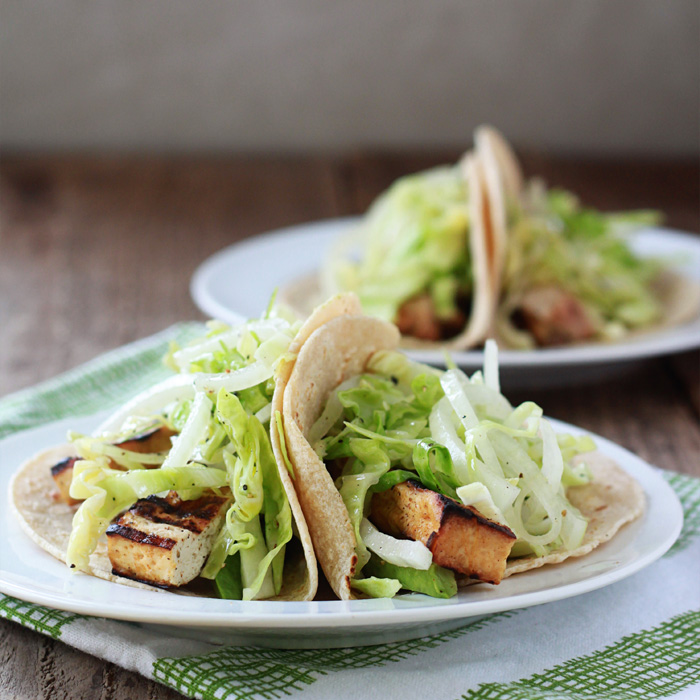 Grilled Tofu Tacos with Walla Walla Sweet Onion Slaw (and Optional Chicken)