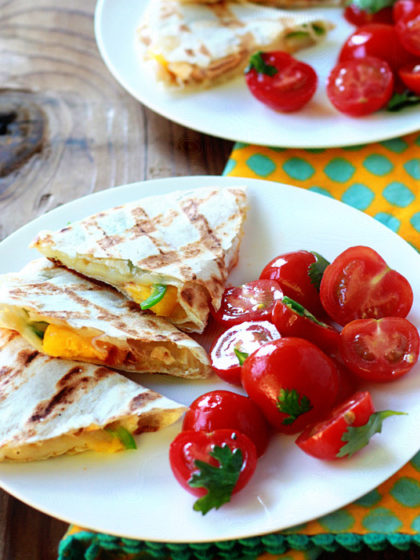 Grilled Peach Fontina Quesadillas with Optional Chicken