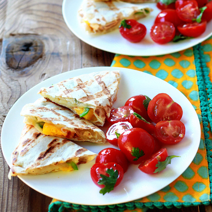 Grilled Peach Fontina Quesadillas with Optional Chicken