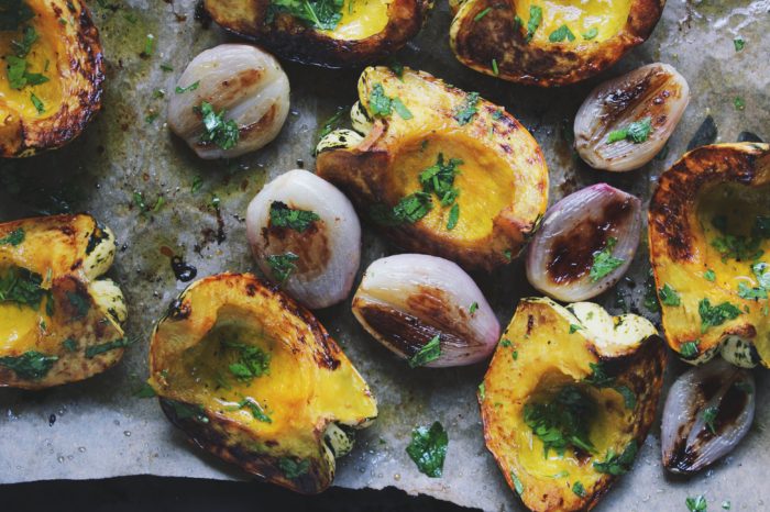 Roasted Acorn Squash & Caramelized Shallots with Parsley Oil - With Food and Love
