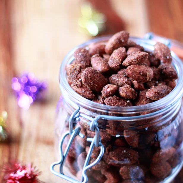 Moroccan Spiced Almonds - Sweet, salty, and spicy. These easy roasted nuts are coated with Moroccan-inspired spices and roasted until crunchy and addicting. We love these with a nice light white wine! Perfect for gifting ... or keeping.