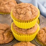 stack of two honey banana muffins