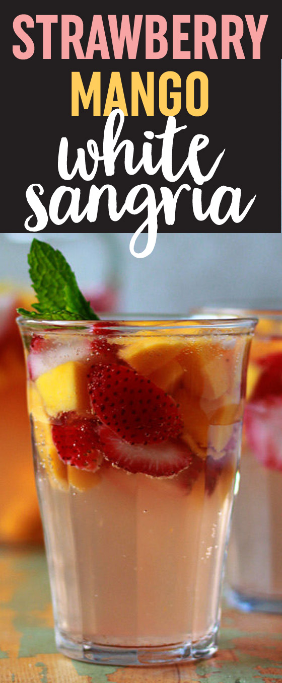 This Strawberry-Mango White Sangria recipe is THE perfect light summer sangria. 