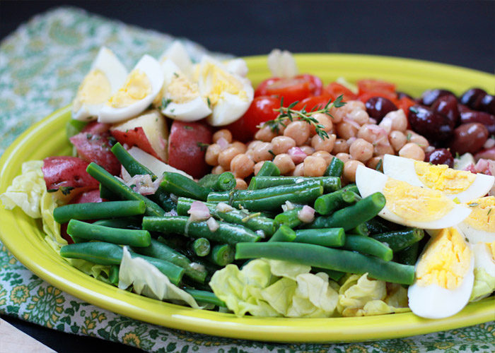 Chickpea Salad Nicoise - Chickpeas replace tuna in this vegetarian rendition of the classic French salad. This has become my favorite hearty dinner salad!