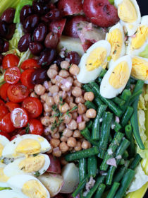 Chickpea Salad Nicoise - Chickpeas replace tuna in this vegetarian rendition of the classic French salad. This has become my favorite hearty dinner salad!