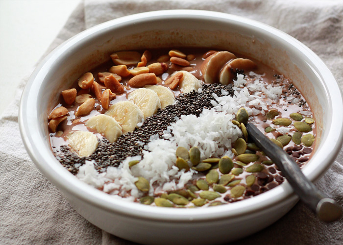 Wanna feel like you're getting to eat ice cream for breakfast? Make this Chocolate Peanut Butter Smoothie Bowl! It's refreshing, surprisingly hearty, and pretty dang healthy, too.