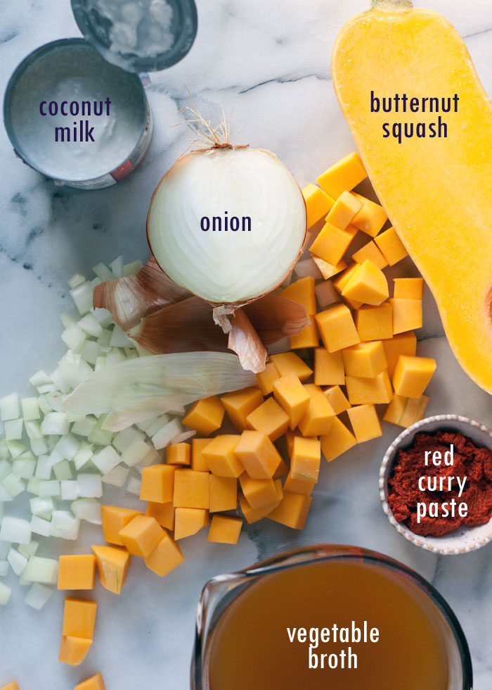 Slow Cooker 5-Ingredient Thai Curry Butternut Squash Soup recipe - This smooth-as-silk fall soup is creamy, dreamy, and full of flavor despite its short list of ingredients.