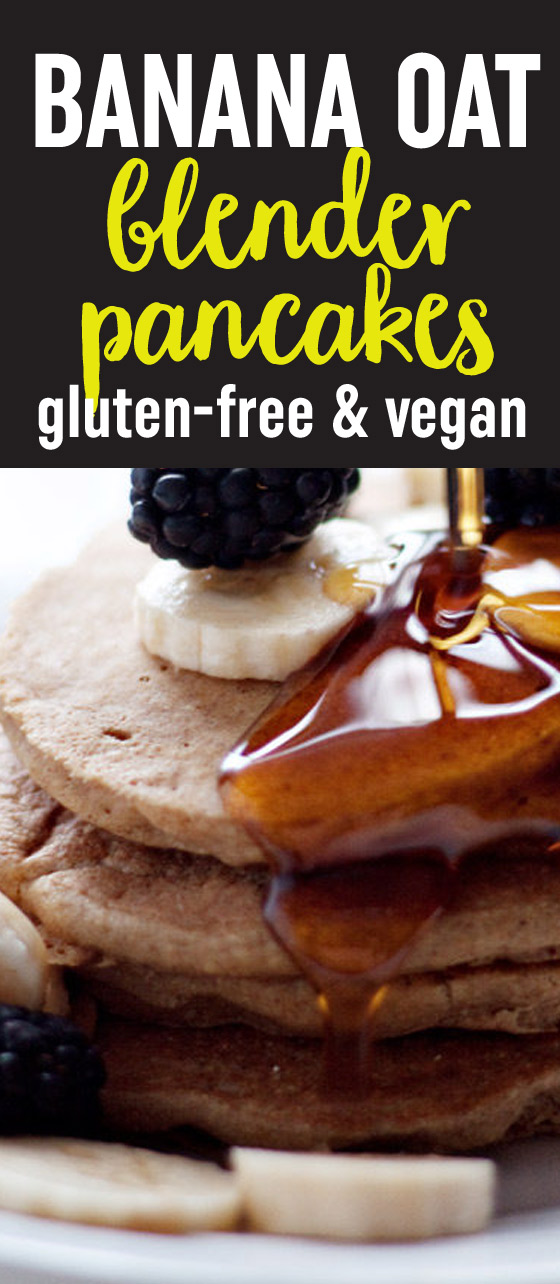 Banana Oat Blender Pancakes recipe - vegan, gluten-free, and mixed up right in your blender!