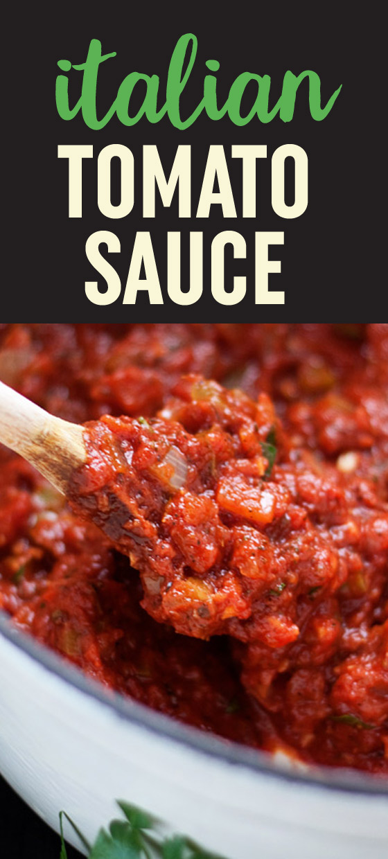 Italian Tomato Sauce recipe - A perfectly balanced, intensely flavorful red sauce that I use as the foundation for all kinds of recipes like lasagna, baked ziti, spaghetti, spaghetti pie, and more.