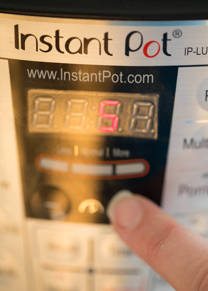 Setting the Instant Pot to 5 minutes