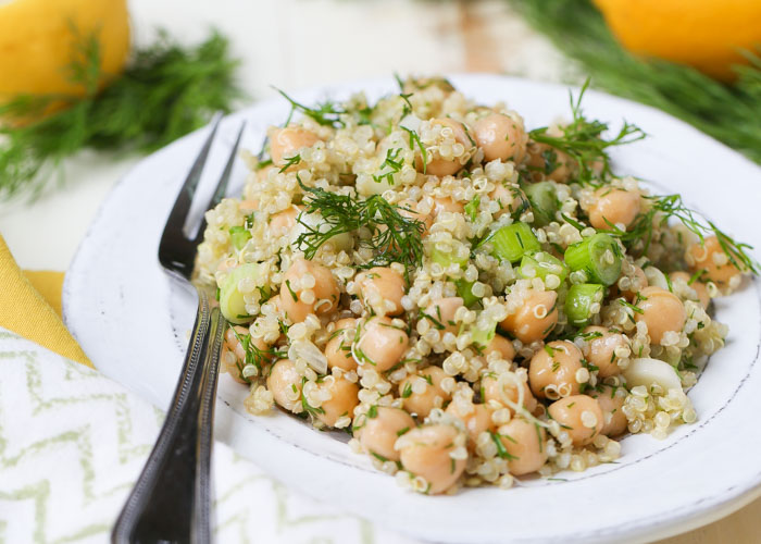 Simple Lemon Dill Quinoa Chickpea Salad - This salad comes together quickly and easily, with only a bit of chopping, a little stirring, and a handful of ingredients. Having this simple salad in my fridge at a moment's notice has been a godsend for me lately!