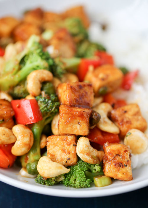 Cashew Veggie Stir Fry with Tofu or Chicken