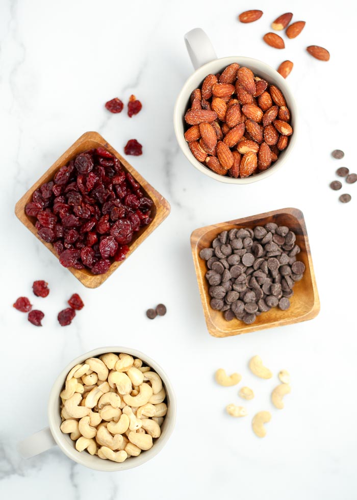Dark Chocolate Cherry Trail Mix - Pour all ingredients into a medium bowl and stir together to mix. Store at room temperature in a sealed 32-ounce mason jar and enjoy whenever you need a quick and satisfying snack!