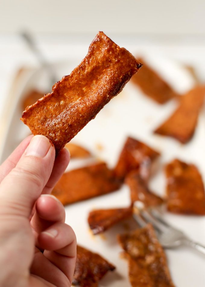 This Tofu Bacon recipe might just be my favorite plant-based protein hack of all time. No marinating needed. No baking needed. Plus, we're talking only five ingredients - and that's if you include the cooking oil. 