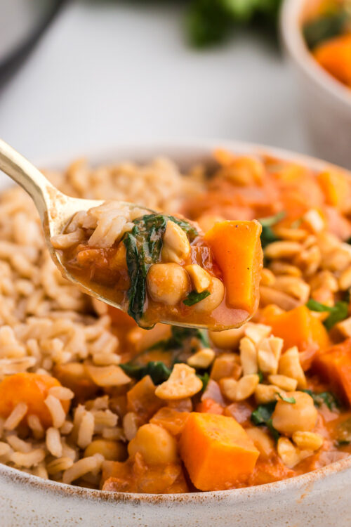 Slow Cooker Peanut, Sweet Potato, & Chickpea Stew Recipe