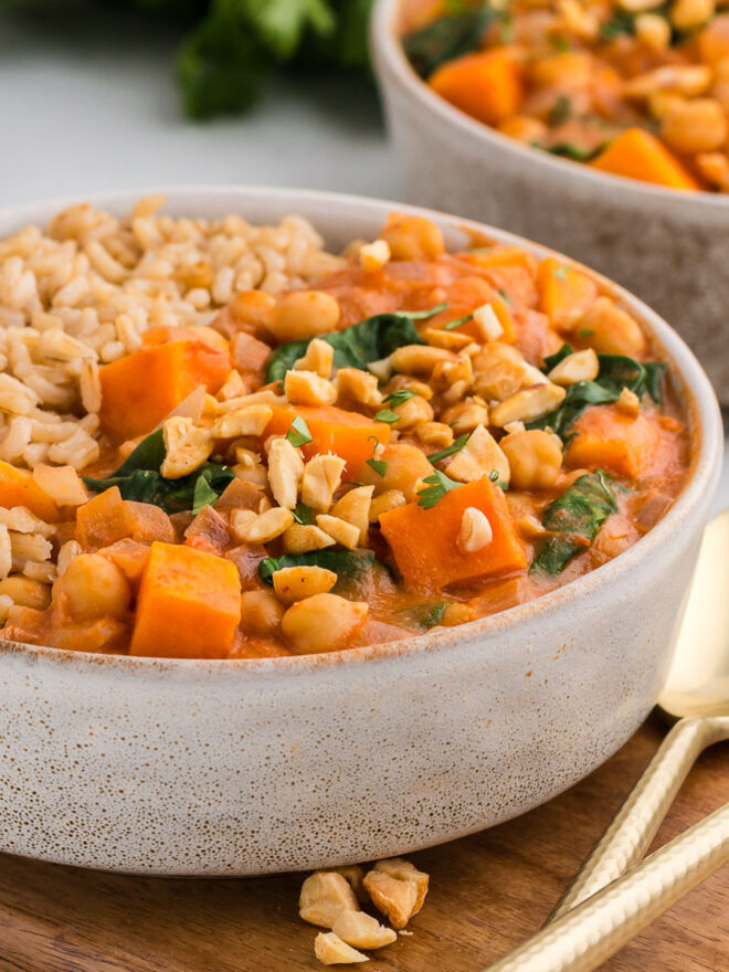 Slow Cooker Peanut, Sweet Potato, & Chickpea Stew Recipe