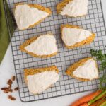 Top view of Carrot Cake Scones on a wire cooling rack
