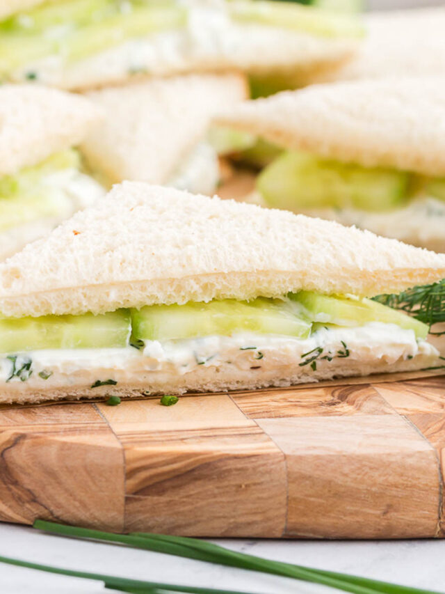 Cucumber and cream cheese tea sandwiches