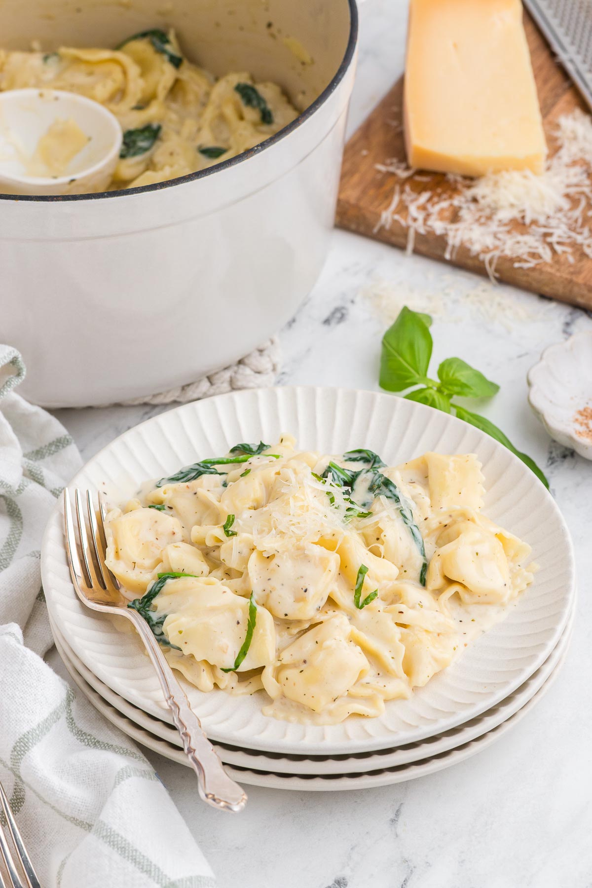 Un bol de tortellinis Alfredo crémeux 15 one pot tortellini alfredo 17