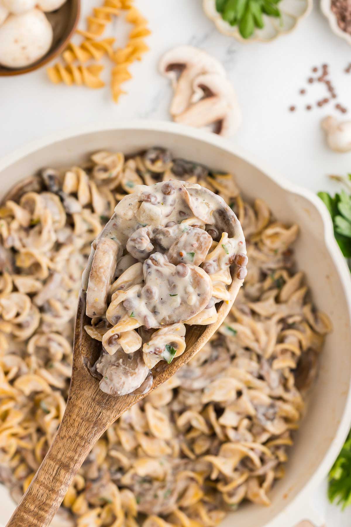 Mushroom Lentil Stroganoff