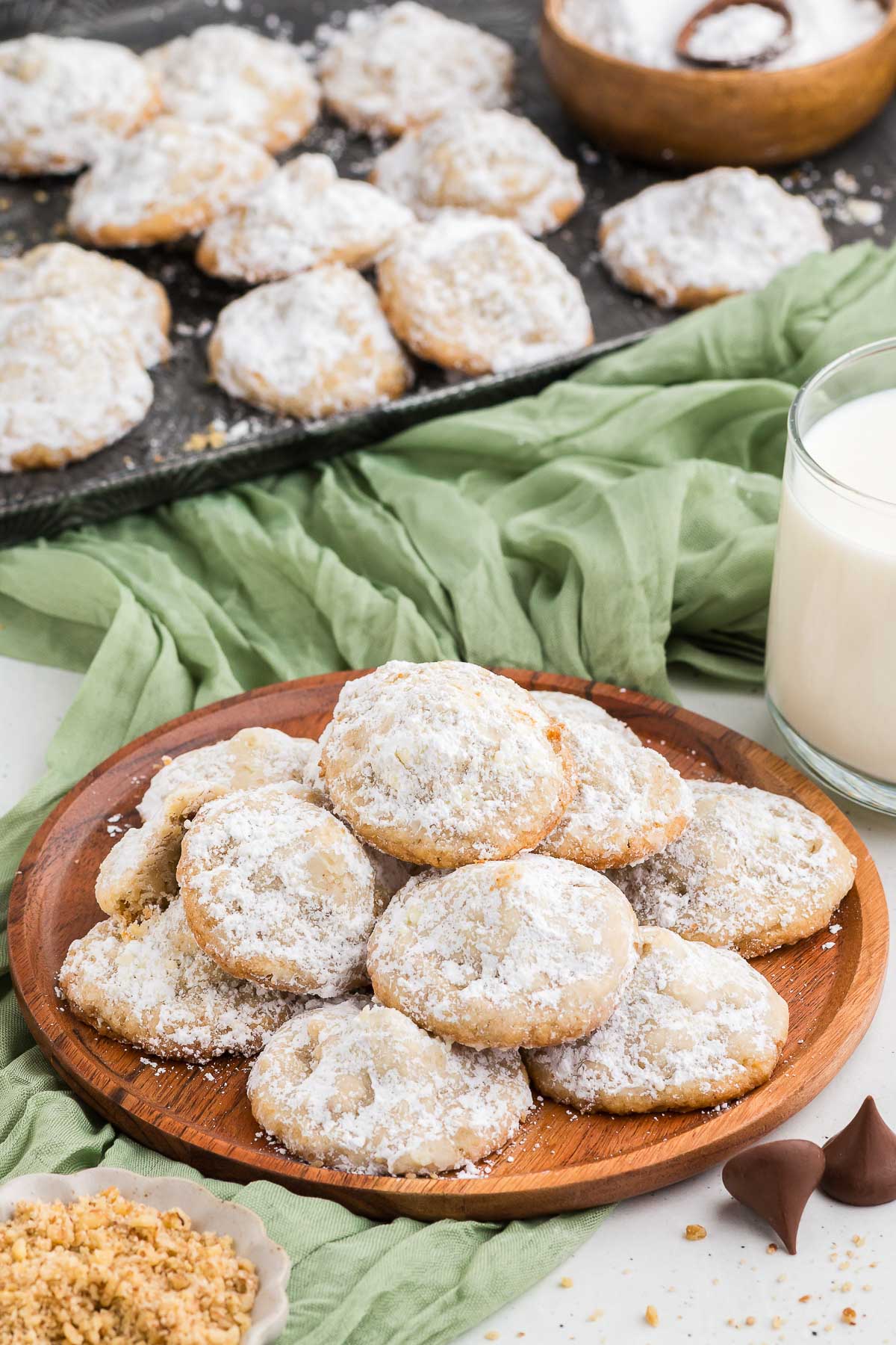 Wooden plate full of Hidden Kiss Cookies