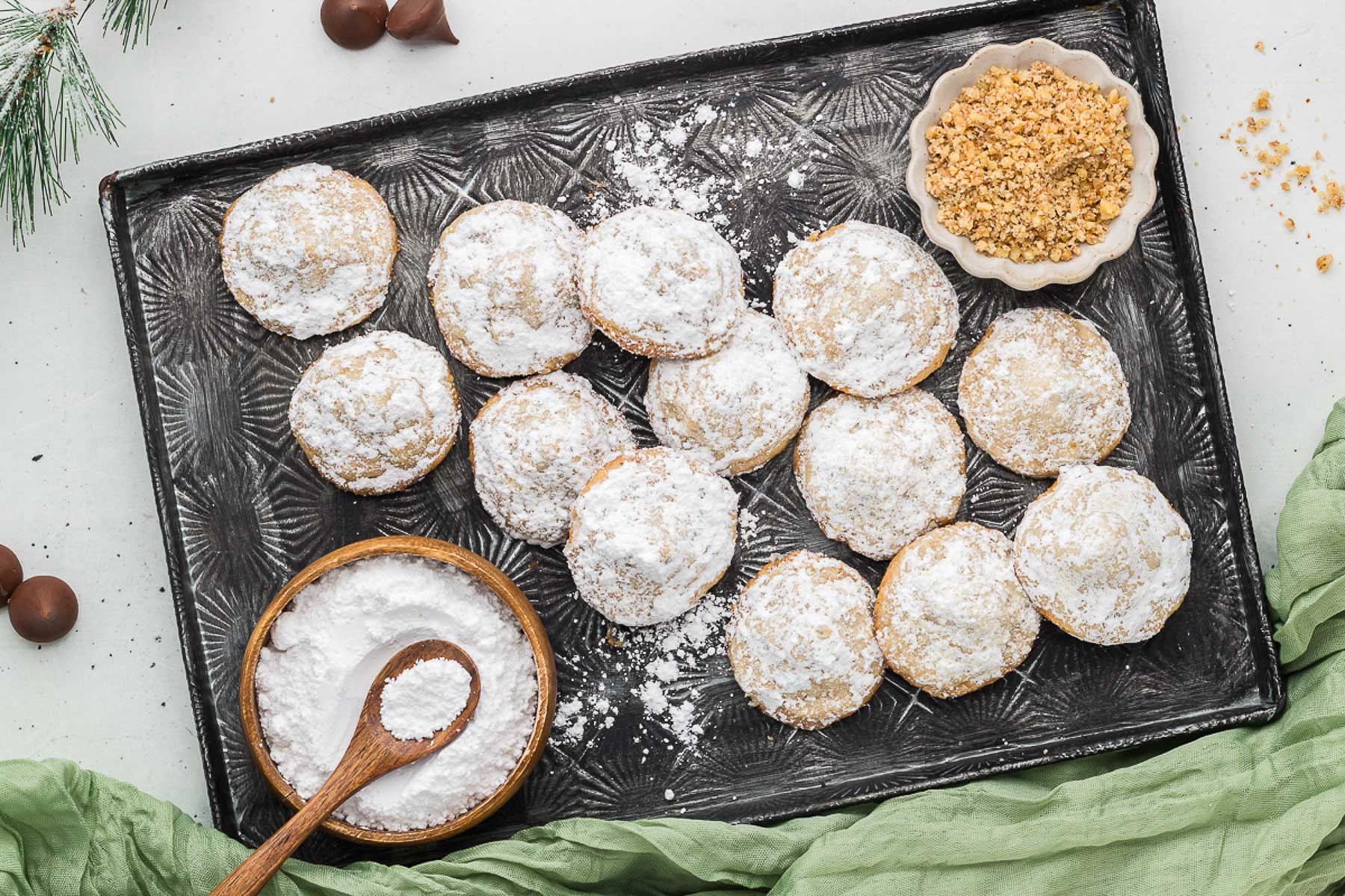 Baking sheet with lots of Hidden Kiss Cookies