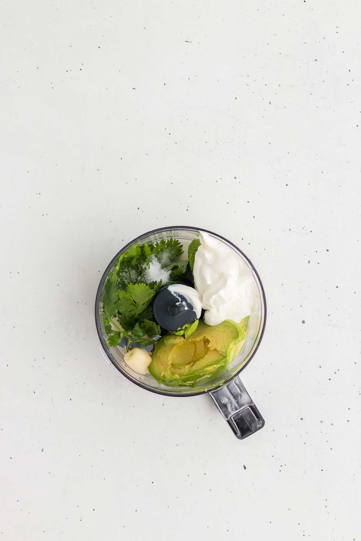 Avocado Lime Crema in a mini food processor