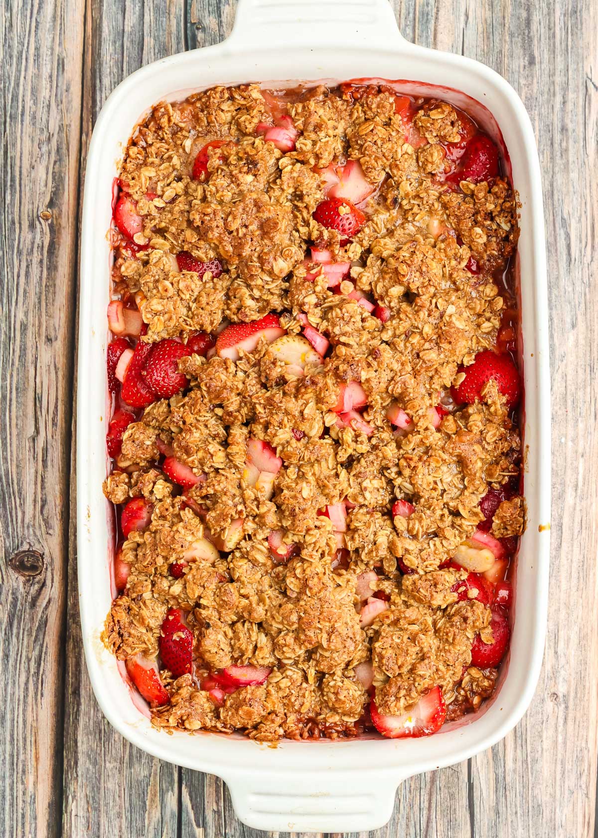 crumb topping on Strawberry Rhubarb Crisp Recipe