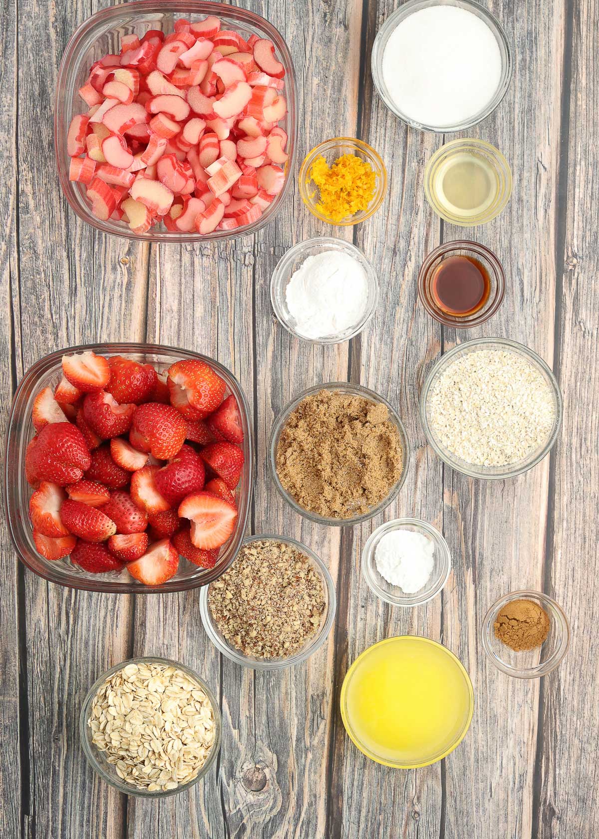 ingredients for Strawberry Rhubarb Crisp
