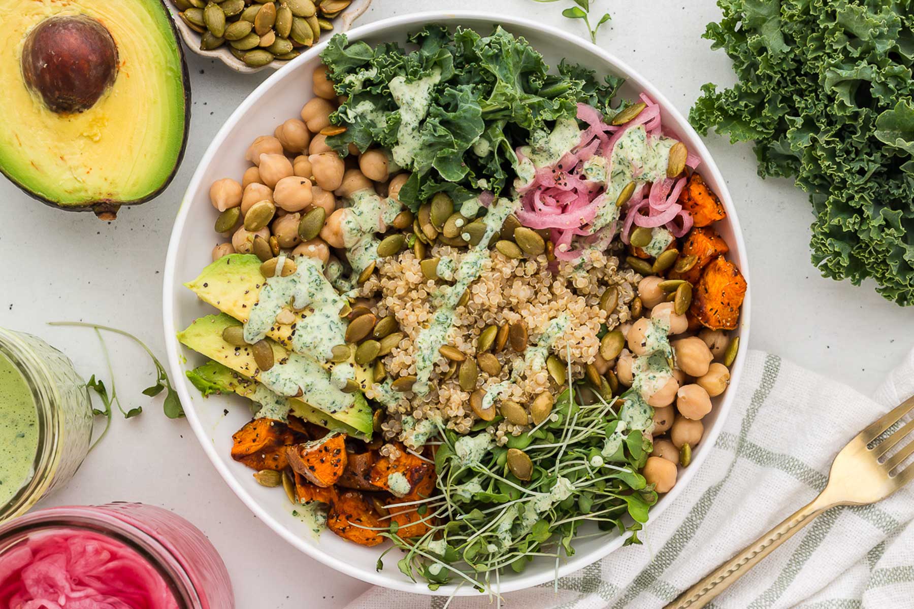 top view of grain bowl