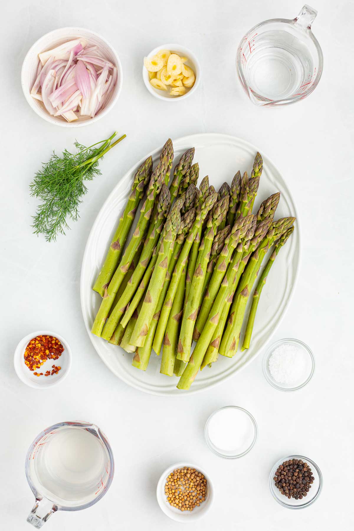 ingredients for quick-pickled asparagus