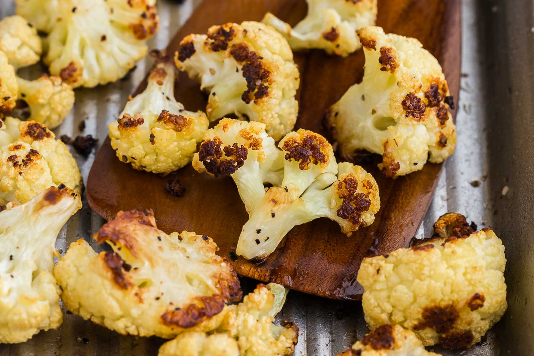 Roasted Cauliflower on a wooden board