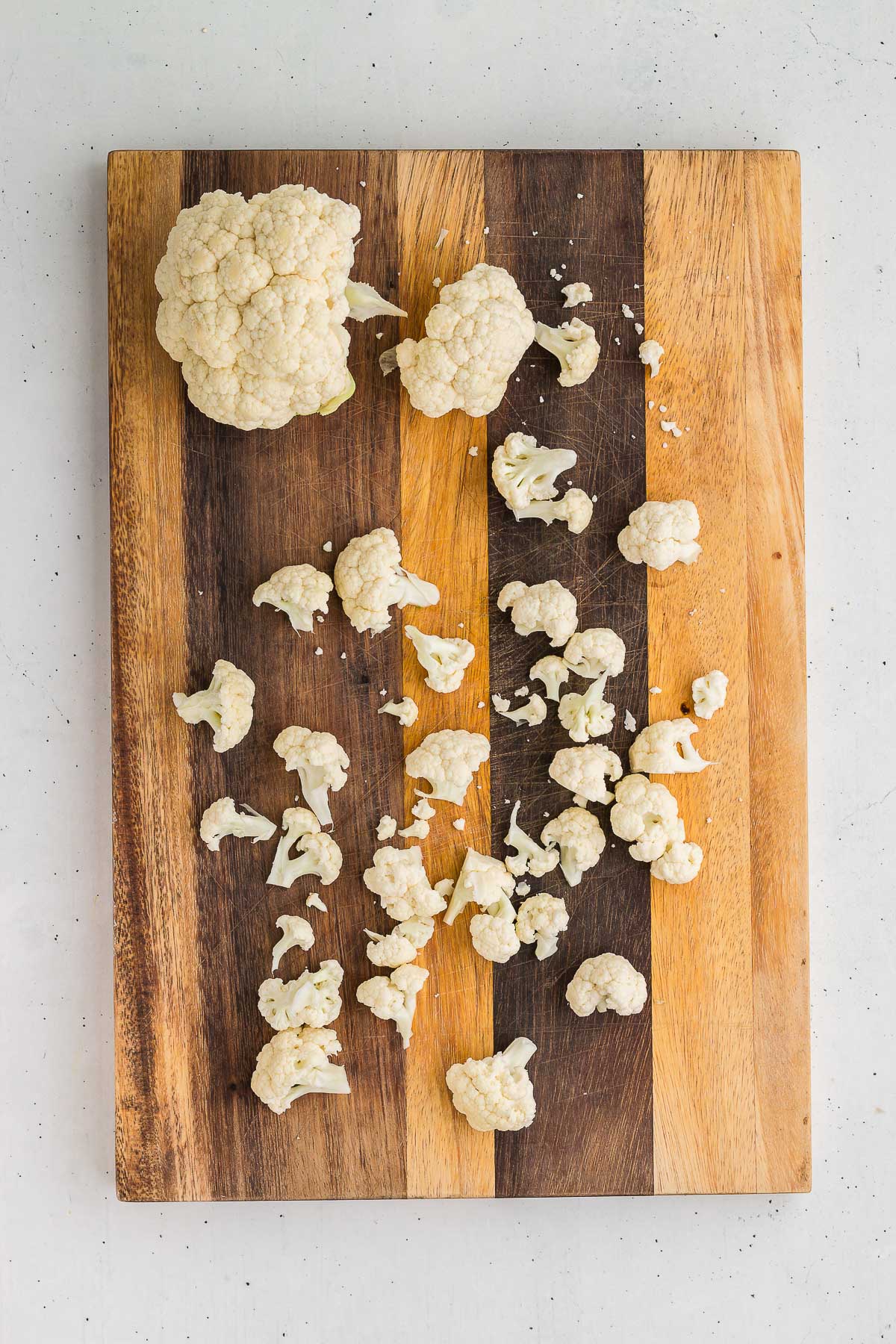 Cutting florets for Roasted Cauliflower