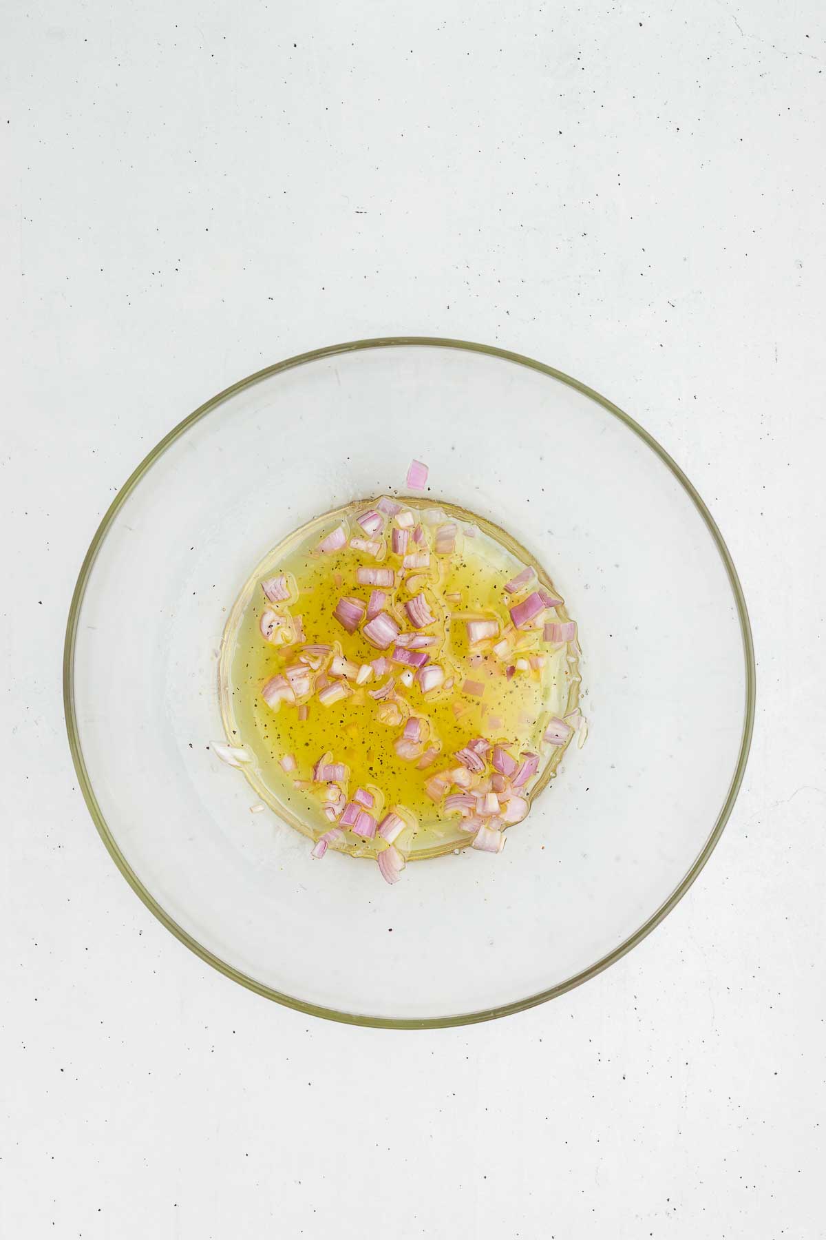 vinaigrette for farro caprese salad in large bowl