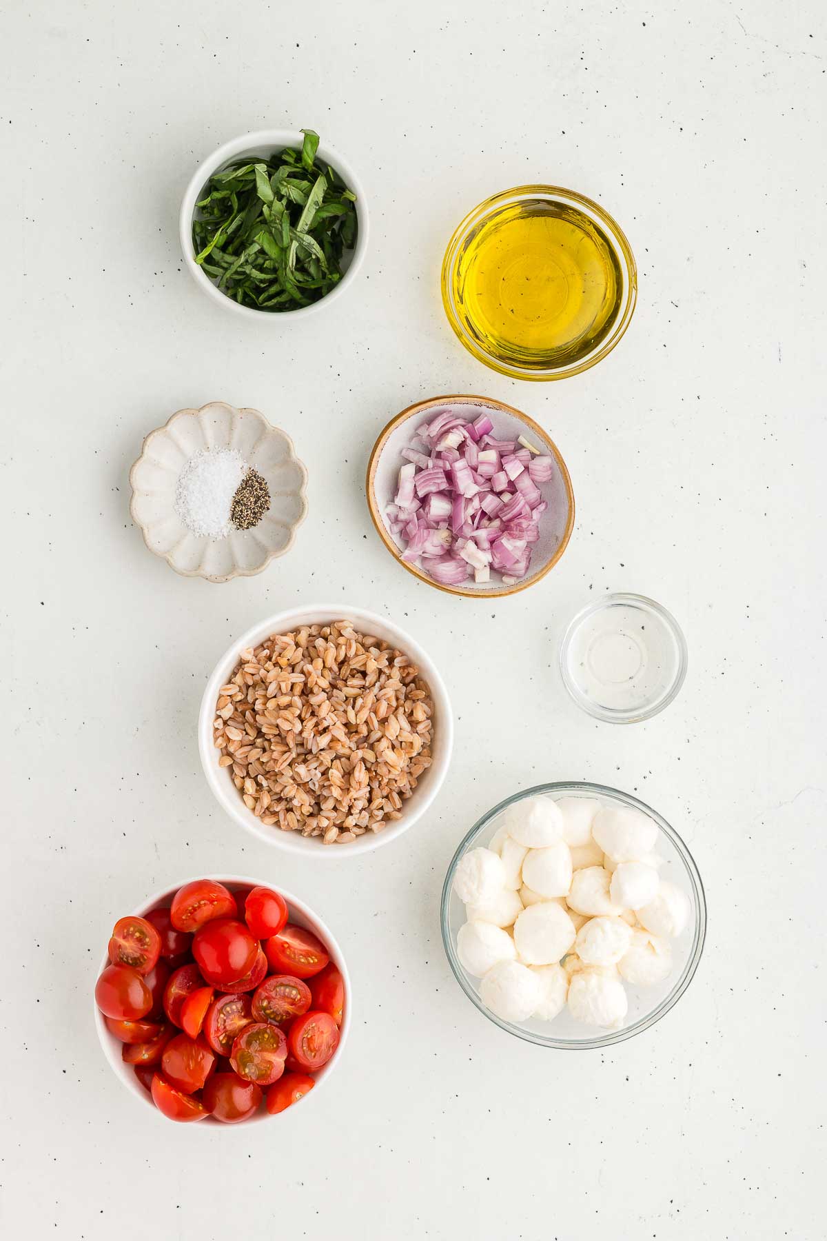 ingredients for farro caprese salad